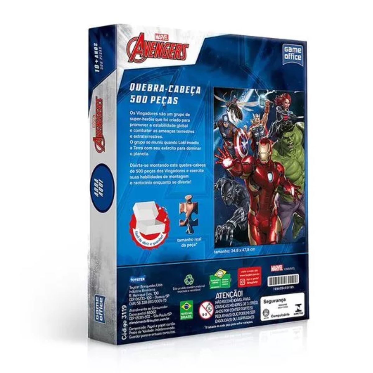 Quebra Cabeça Vingadores Avengers 500 Peças - Toyster Quebra Cabeça Vingadores Avengers 500 Peças - Toyster